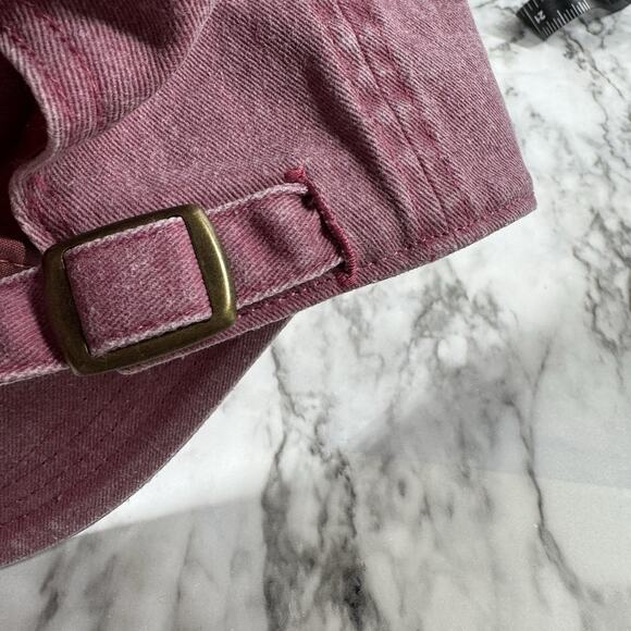 Pink Embroidered Floral Hat Cap Authentic Pigment Adjustable Strap Cotton - Picture 5 of 5